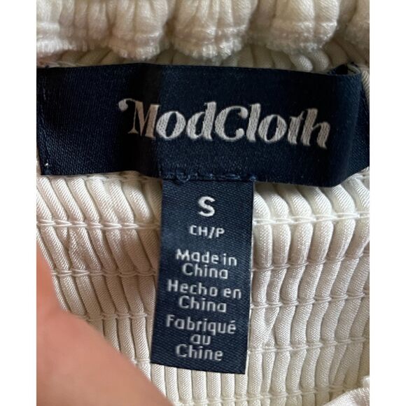 Modcloth White Peplum Tank Top Blouse Tie Up Shirt Women's Size Small - Picture 4 of 8